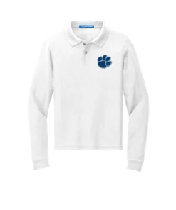 WMMS Paw Embroidery Youth Long Sleeve Polo